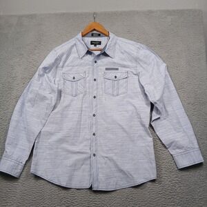 Eighty Eight Platinum Men's XXL‎ White Blue Textured Western Button Shirt